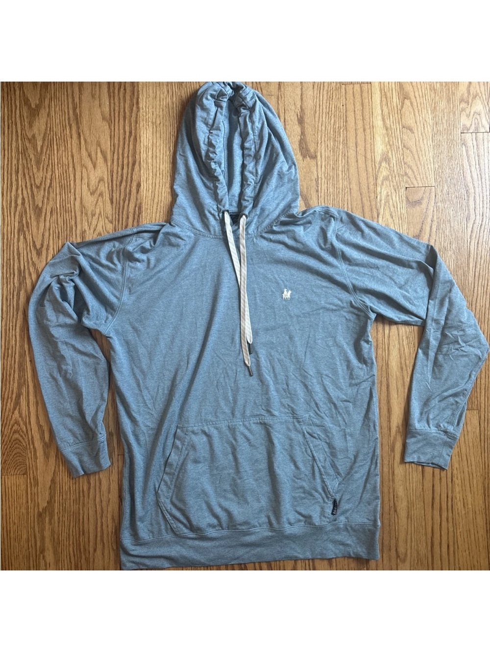 Baja Llama Hoodie Pullover Mens Medium Blue Full Travel Adventure Lightweight